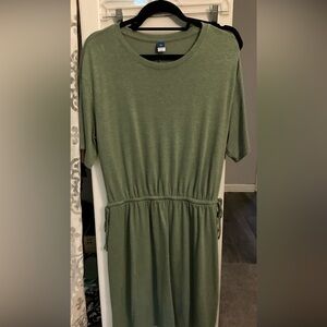 Old Navy Olive Green Short Sleeve Drawstring Waist Dress